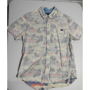 Chubbies Short Sleeve Button Down Men's Small Palm Tree Ocean